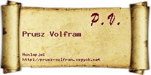 Prusz Volfram névjegykártya